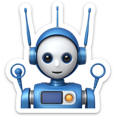 tête de robot cosmonaute bleu marine et blanc avec une antenne sticker