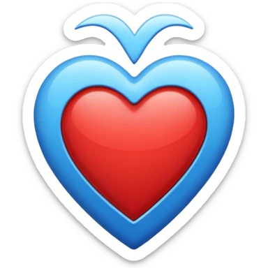 corazon azul y rojo con rayas sticker