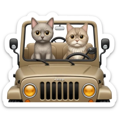 Weimaraner and Persian cat both in a jeep  sticker
