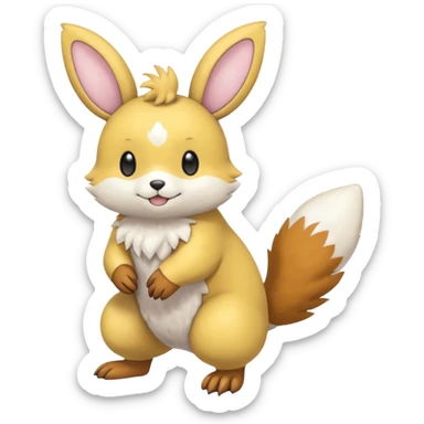 Buizel-Bunnelby-Buneary-Emolga-Pachirisu-Cacomistl-Fakemon-hybrid-creature (full body) sticker