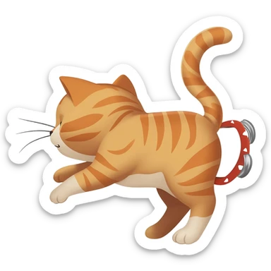 cat hitting butt with tambourine sticker