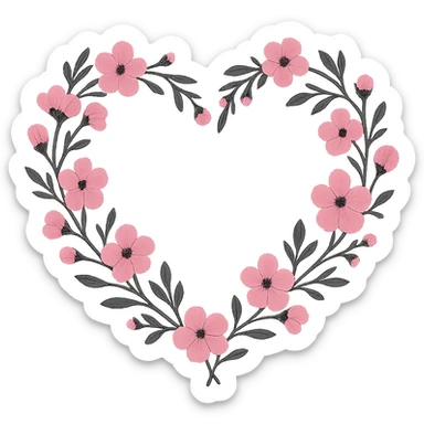 pink black wreath heart, remove background sticker