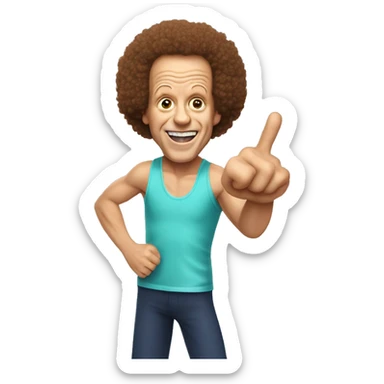 Richard Simmons Punch third finger up hand gesture sticker