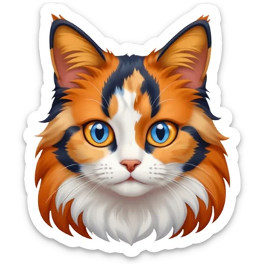 longhair calico cat with blue eyes sticker