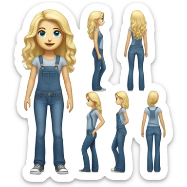 Blonde girl, redneck, bootcut jeans, full body, blue eyes sticker