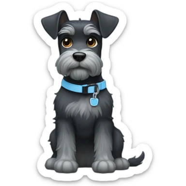 zoom face dark schnauzer with light blue leash sticker