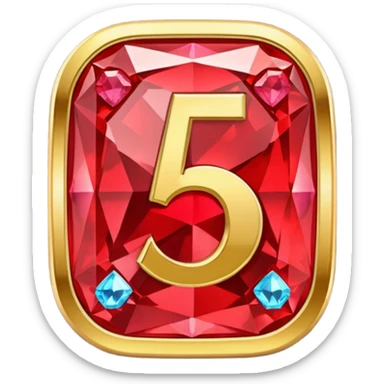 A paid subscription icon featuring red emeralds and gems with the number 5 on it. sticker