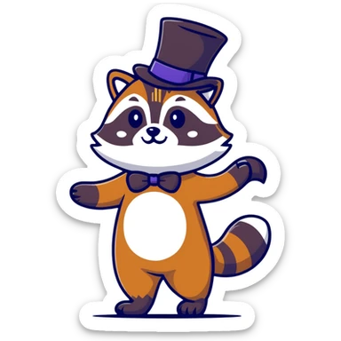 raccoon tipping top hat sticker