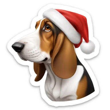 Cute basset hound dog with Santa hat  sticker