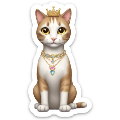 princess-cat with tiara and necklace full body sticker