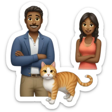 Man woman and cats sticker