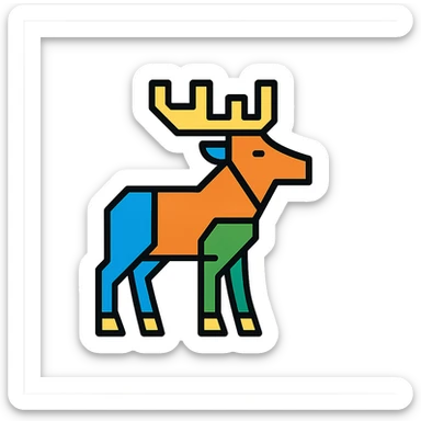geometric moose icon, basic shapes, clear lines, stylized antlers, modern icon style sticker