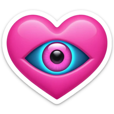 A pink neon heart with a eye in the center sticker