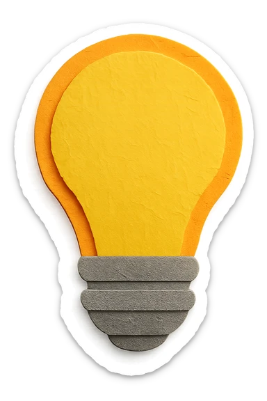 smart lightbulb, layered paper, soft shadows sticker