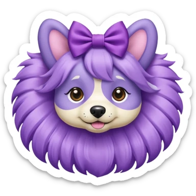 Hair bow on a purple dog sticker