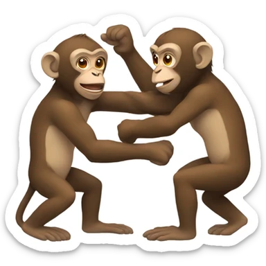 Monkeys wrestling sticker