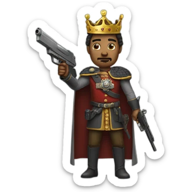 a king with a gun sticker
