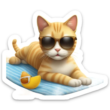 Cat with sunglasses cute in the sun on beach sticker