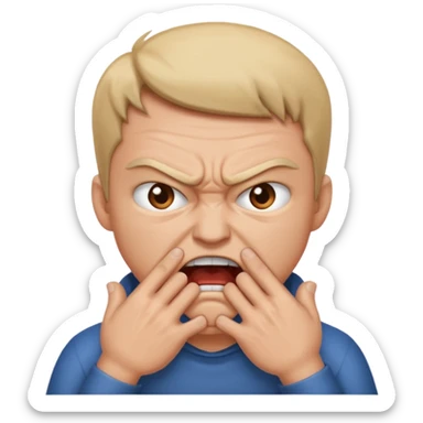 Grabbing throat with hands and looking angry  sticker