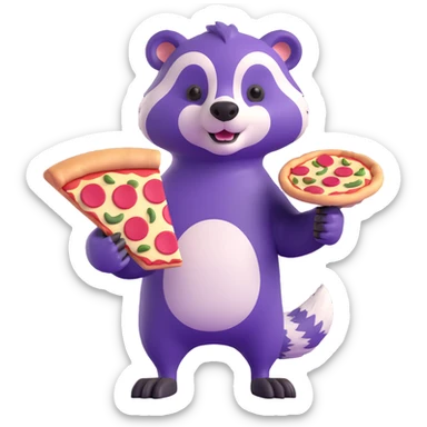 Purple Badger with pizza  sticker