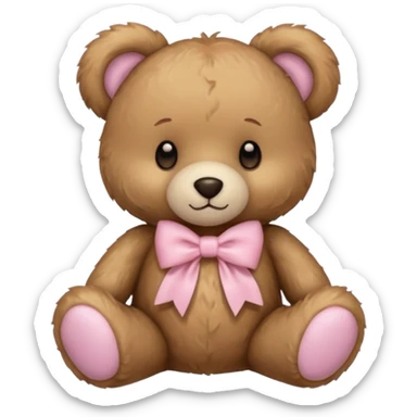 teddy bear with pastel pink bow sticker