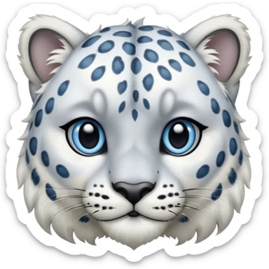 more Deformed cute Snow leopard-Eyes are long and blue sticker