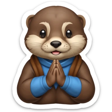 emoji of an otter with hands together in prayer position, zoomed in to show only upper body sticker