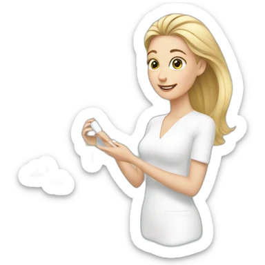 white woman choosing skincare sticker