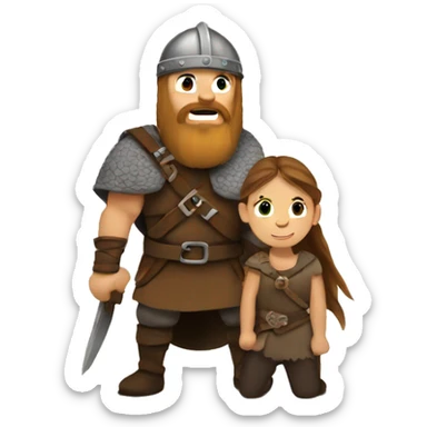 Viking saving girl  sticker