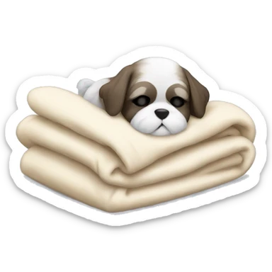 Shi - tzu puppy sleeping with a blanket sticker