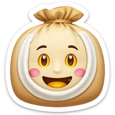 simple flour sack, soft and rounded, classic emoji style sticker