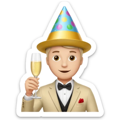 man with party hat sticker