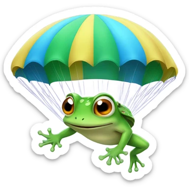Frog parachuting sticker