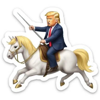 Donald trump riding a unicorn  sticker