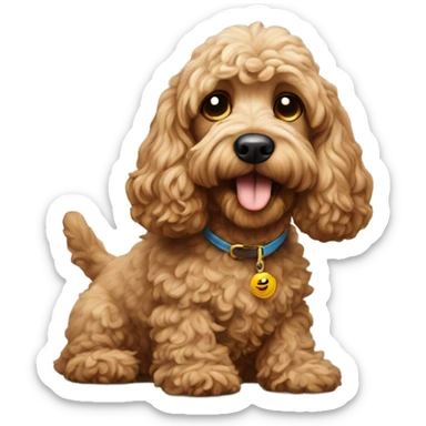 Cockapoo dog with a smoke sticker