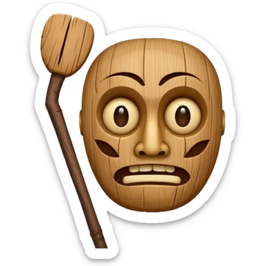 uma madeira com cara esquisita com um bastão  sticker