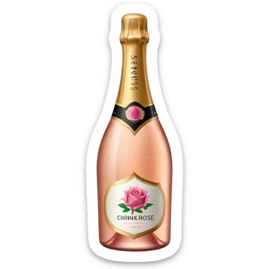 bottle of sparkling rose champagne tilted up and to the right, no glass sticker