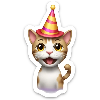 Dancing cat with party hat sticker