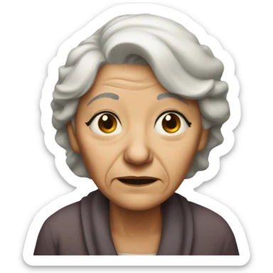 An old woman laying on the floor with crossed eyes sticker