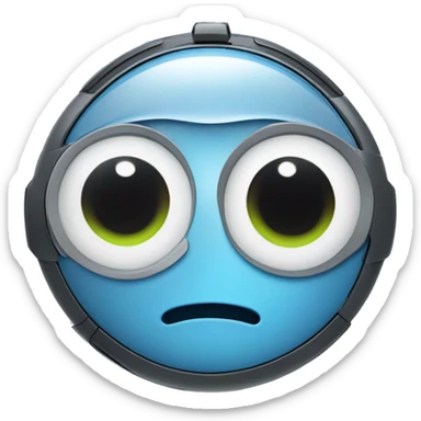 Roomba with sad eyes and blue tear from the eye sticker