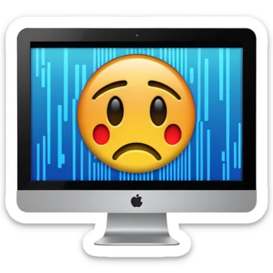 make a computer screen with a error emoji no face like a glitch sticker