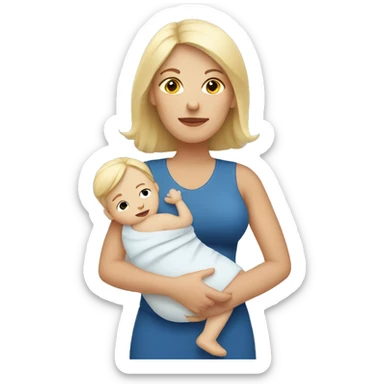 white mom holding little baby sticker
