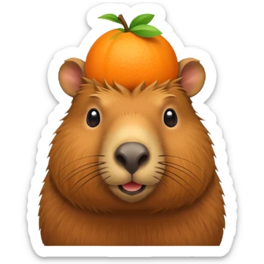 Capibara cu o portocala pe cap sticker