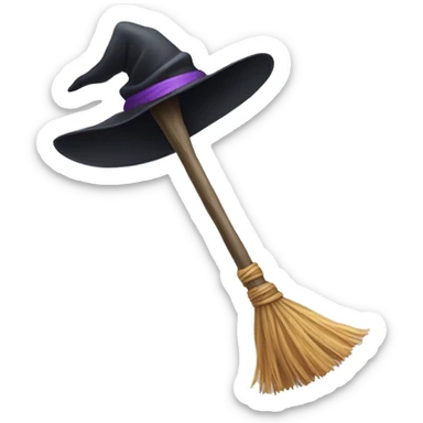 Witch broom sticker
