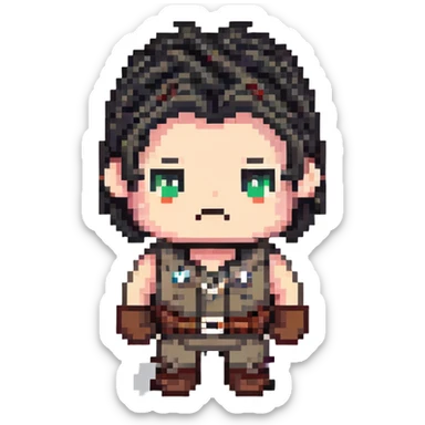 character with only three dark hairs on his head sticker