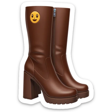 chocolate brown y2k boots block heeled, side zipper sticker