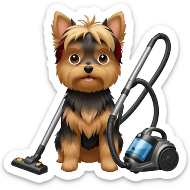 Yorkie dog with a vaccum sticker