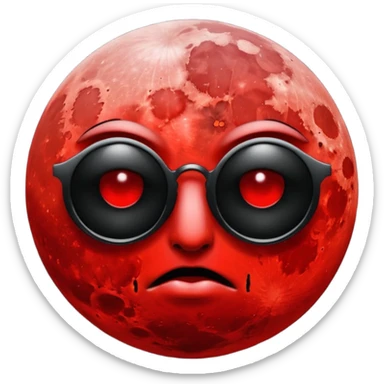 Blood moon without eyes mouth or nose. No white. Bloody red and black shades. Same real moon with blood red sticker
