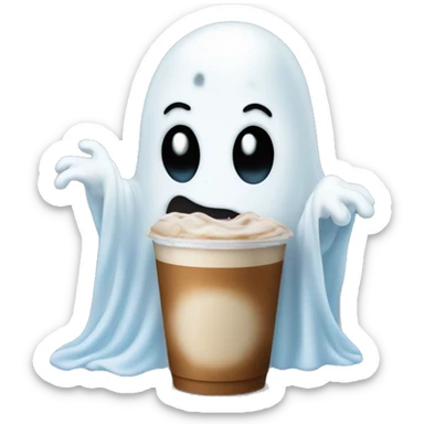 ghost with iced coff sticker