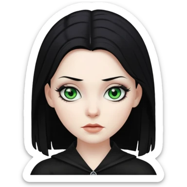 Goth white gf with green eyes and black hair sticker